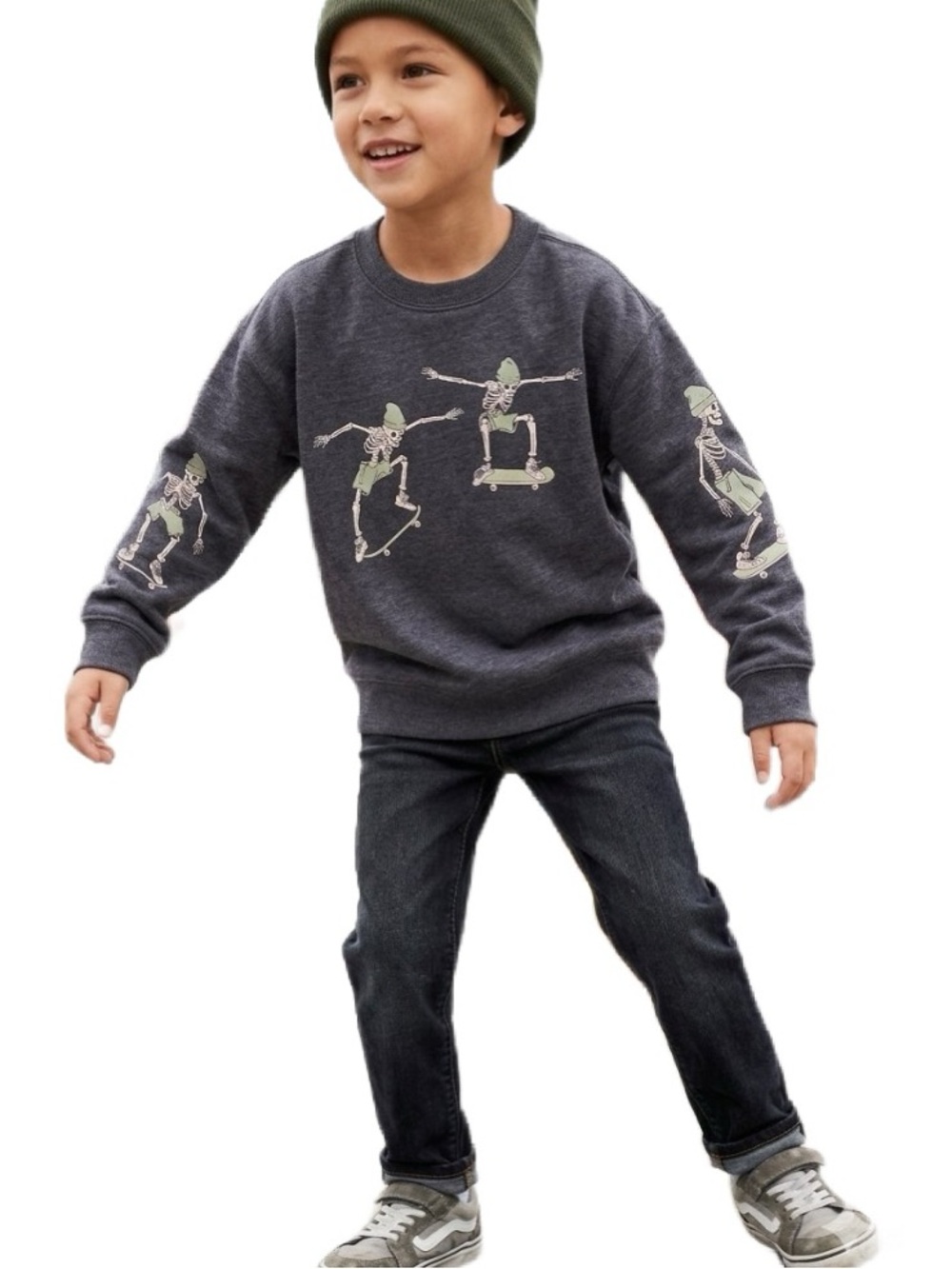 Skeleton Skateboard Graphic Sweatshirt Size S 6/7  Like New